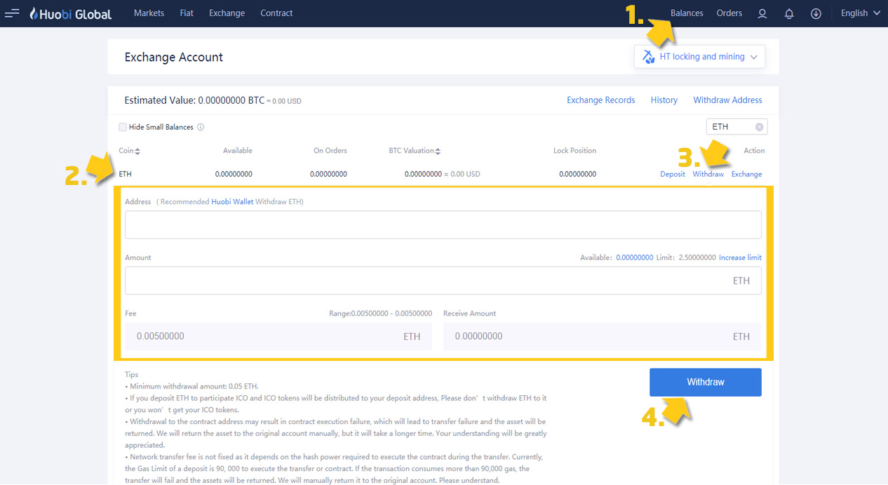 Huobi Withdraw Coin