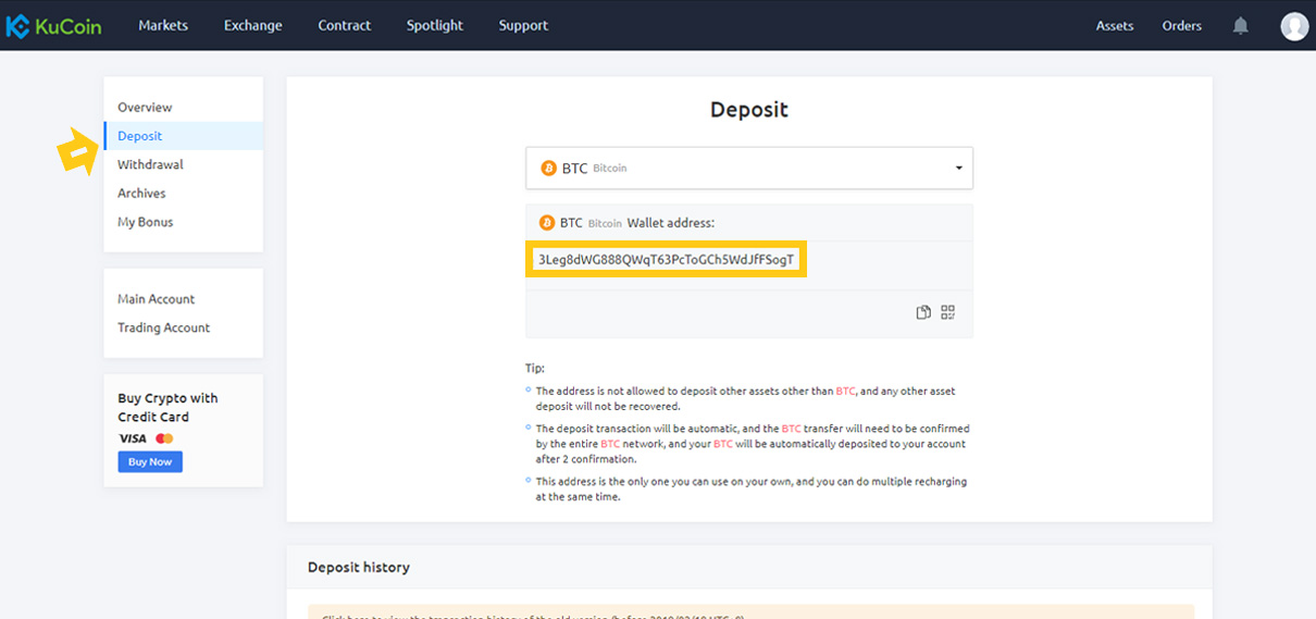 kucoin wallet deposit