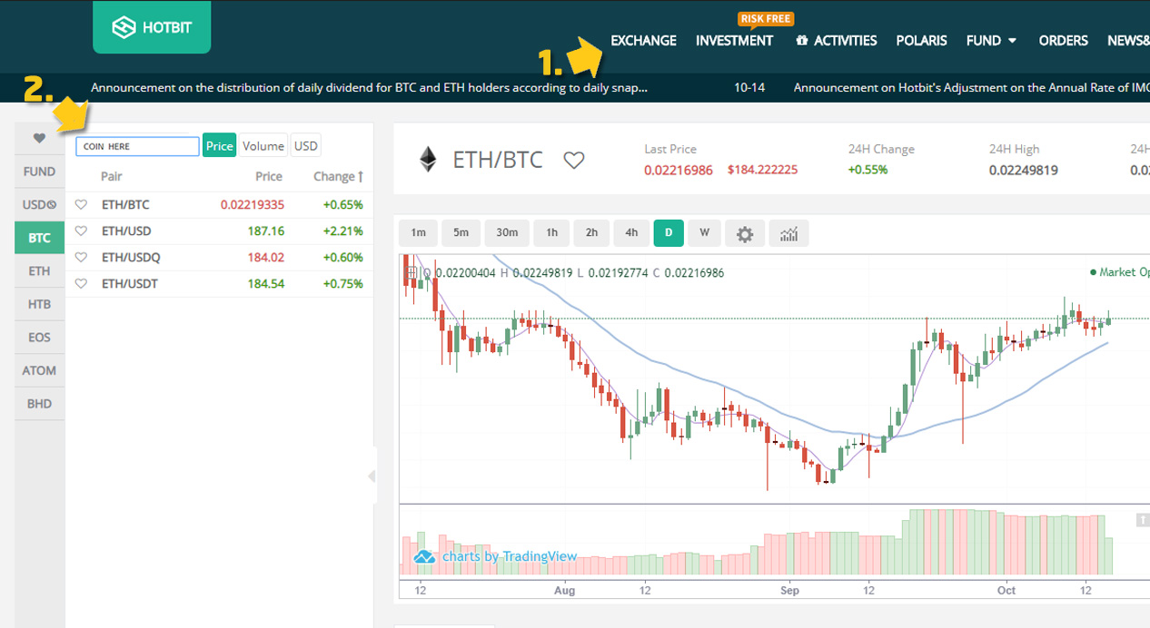 hotbit exchange coins