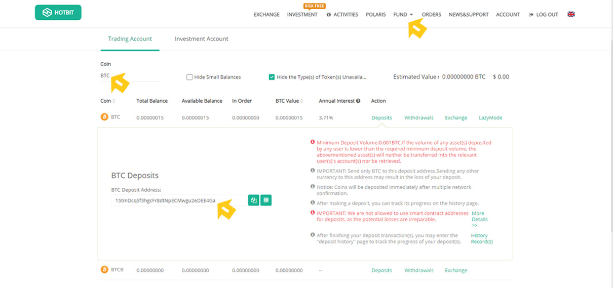 hotbit exchange deposit