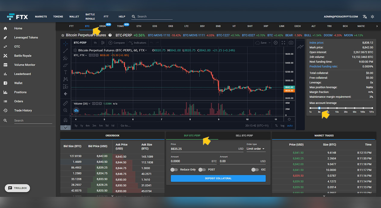 FTX Exchange Long BTC Bitcoin