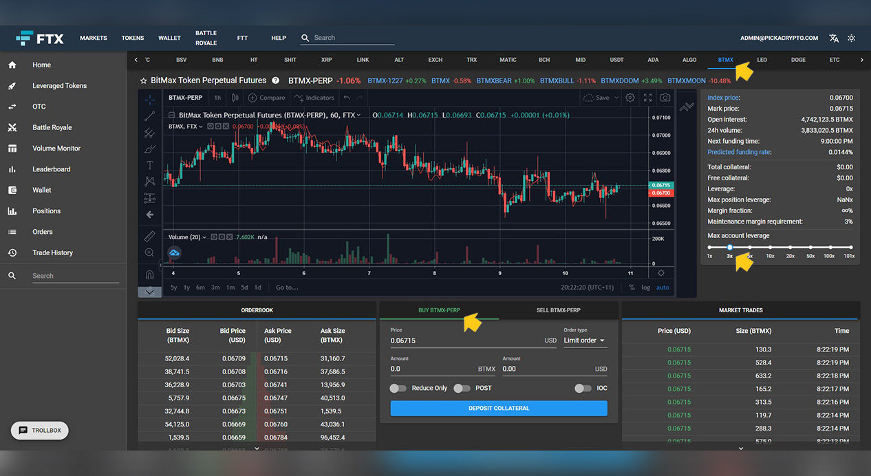 FTX Exchange Long Bitmax BTMX