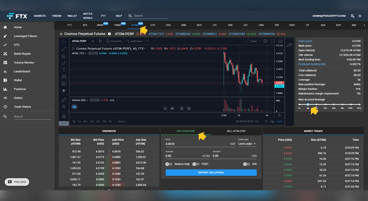 FTX Exchange Long Cosmos ATOM Tutorial