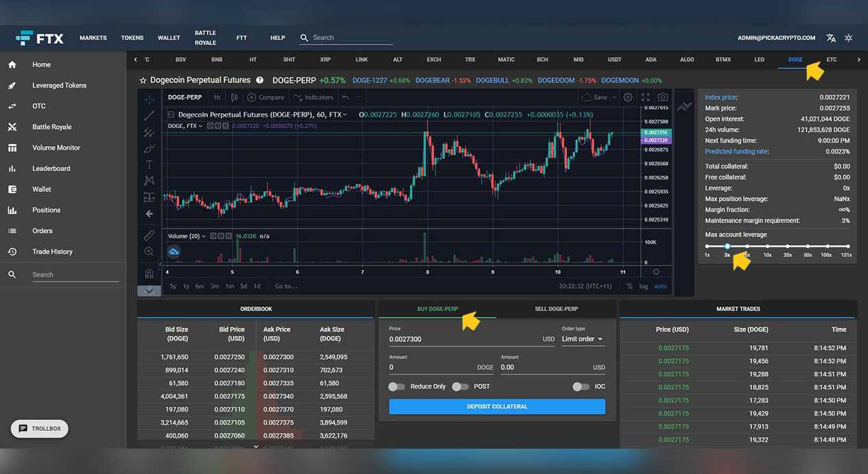 FTX Exchange Long Dogecoin DOGE