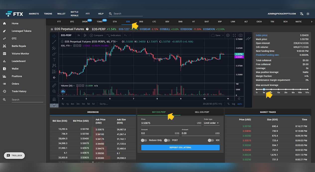 FTX Exchange Long EOS Tutorial