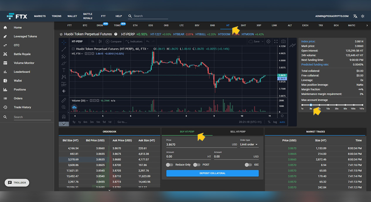 FTX Exchange Long Huobi HT Tutorial