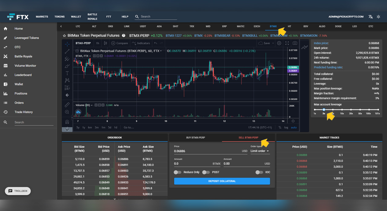 FTX Exchange Short Bitmax BTMX