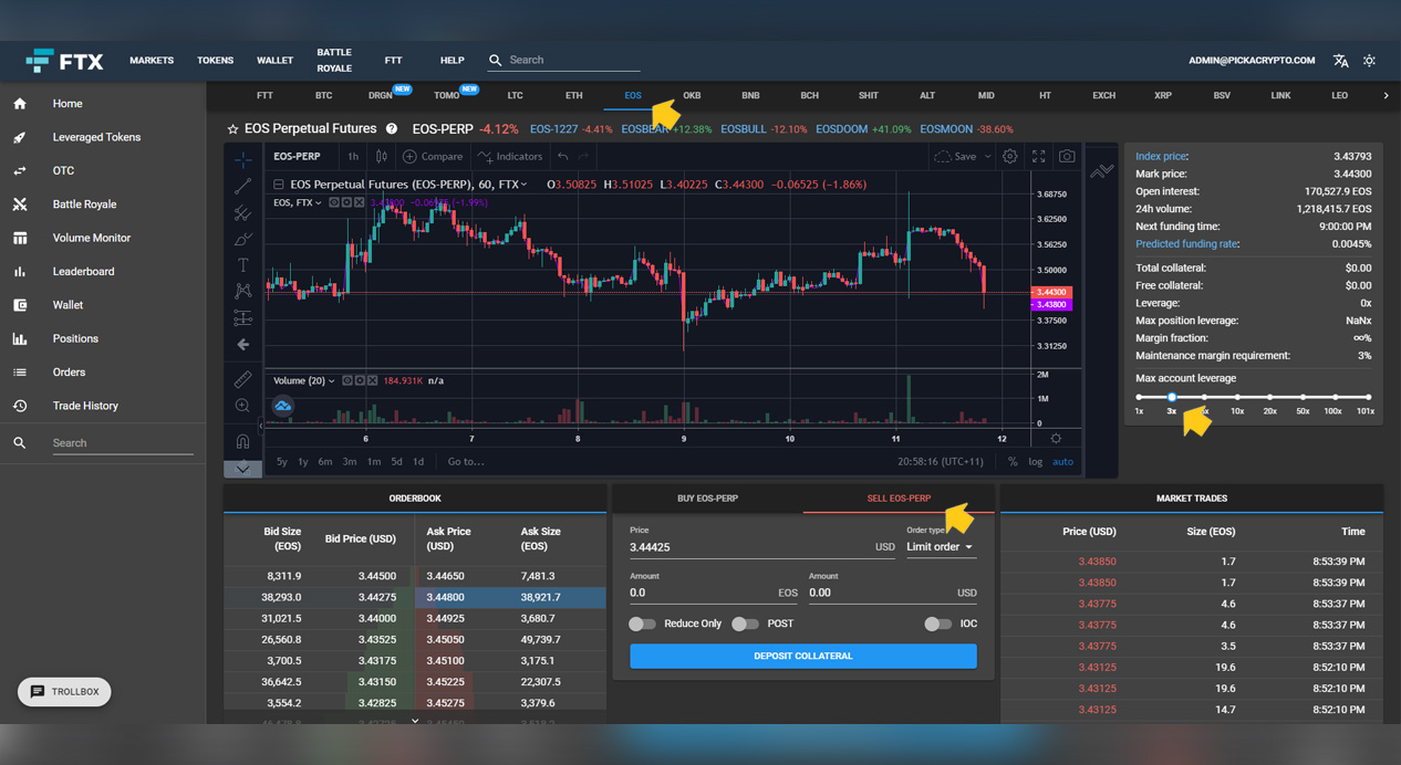 FTX Exchange Short EOS Tutorial