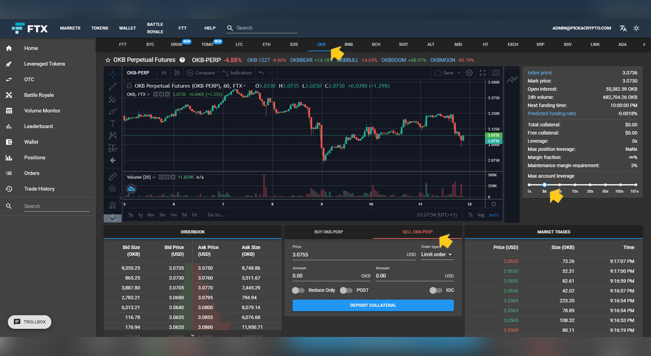 FTX Exchange Short OKB Tutorial