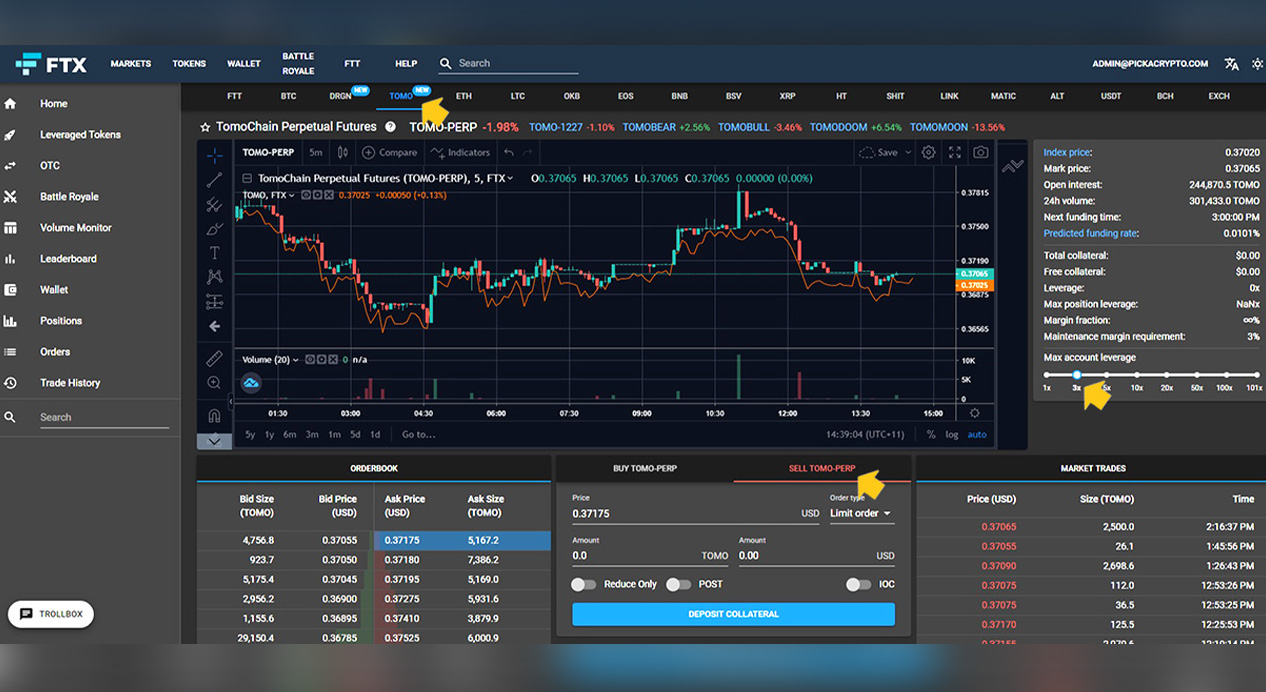 FTX short tomo coin