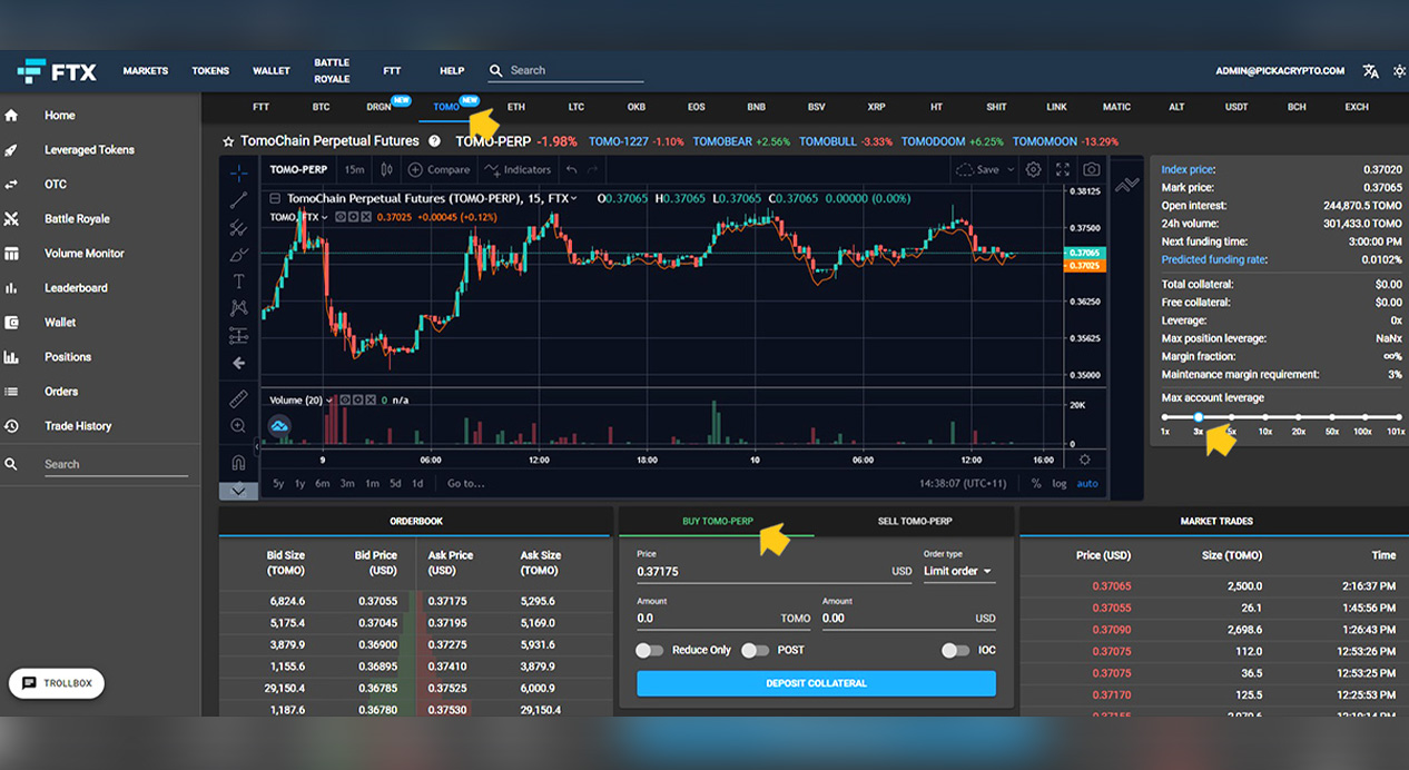 FTX trade tomo exchange