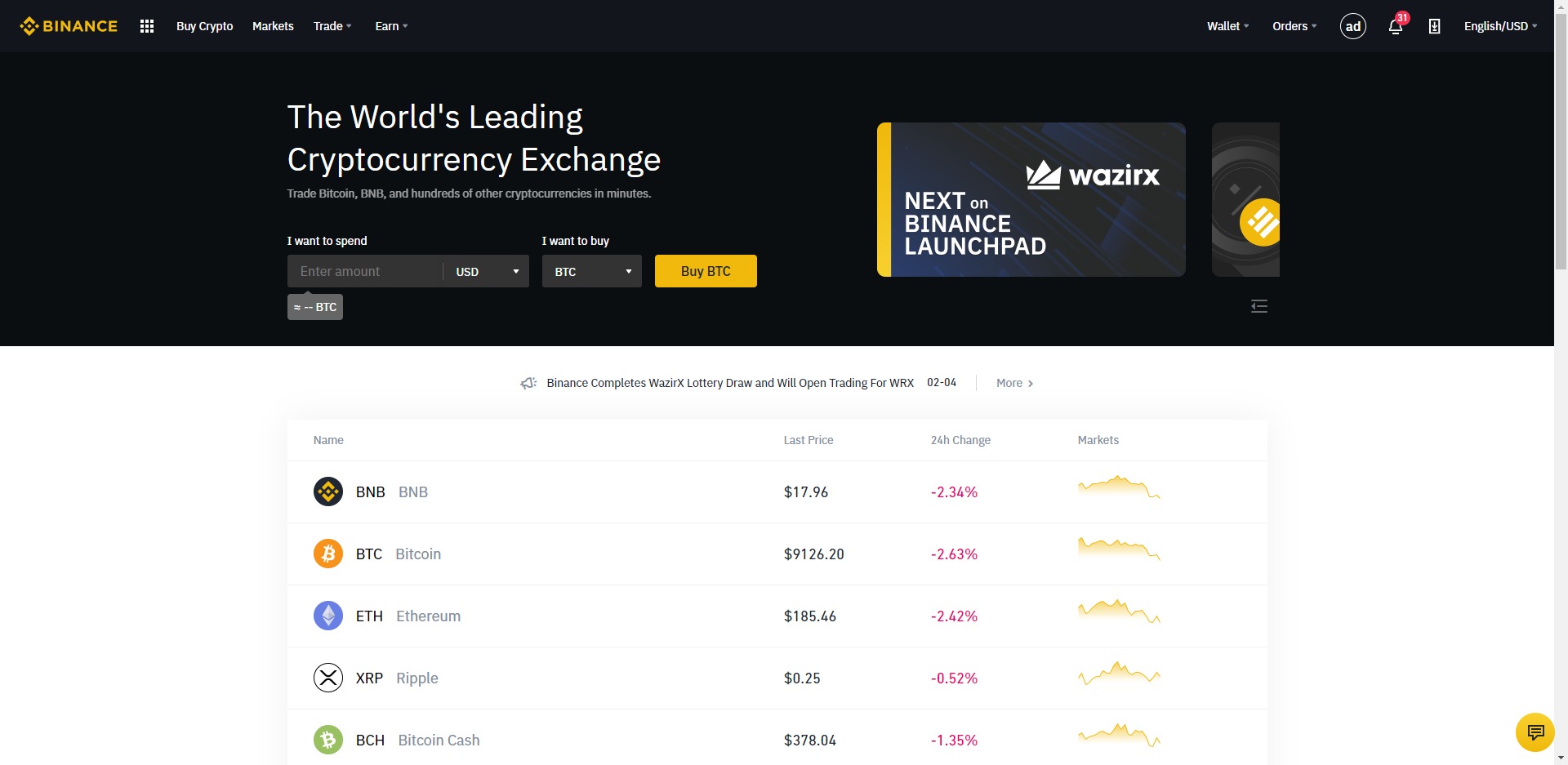 Binance Website