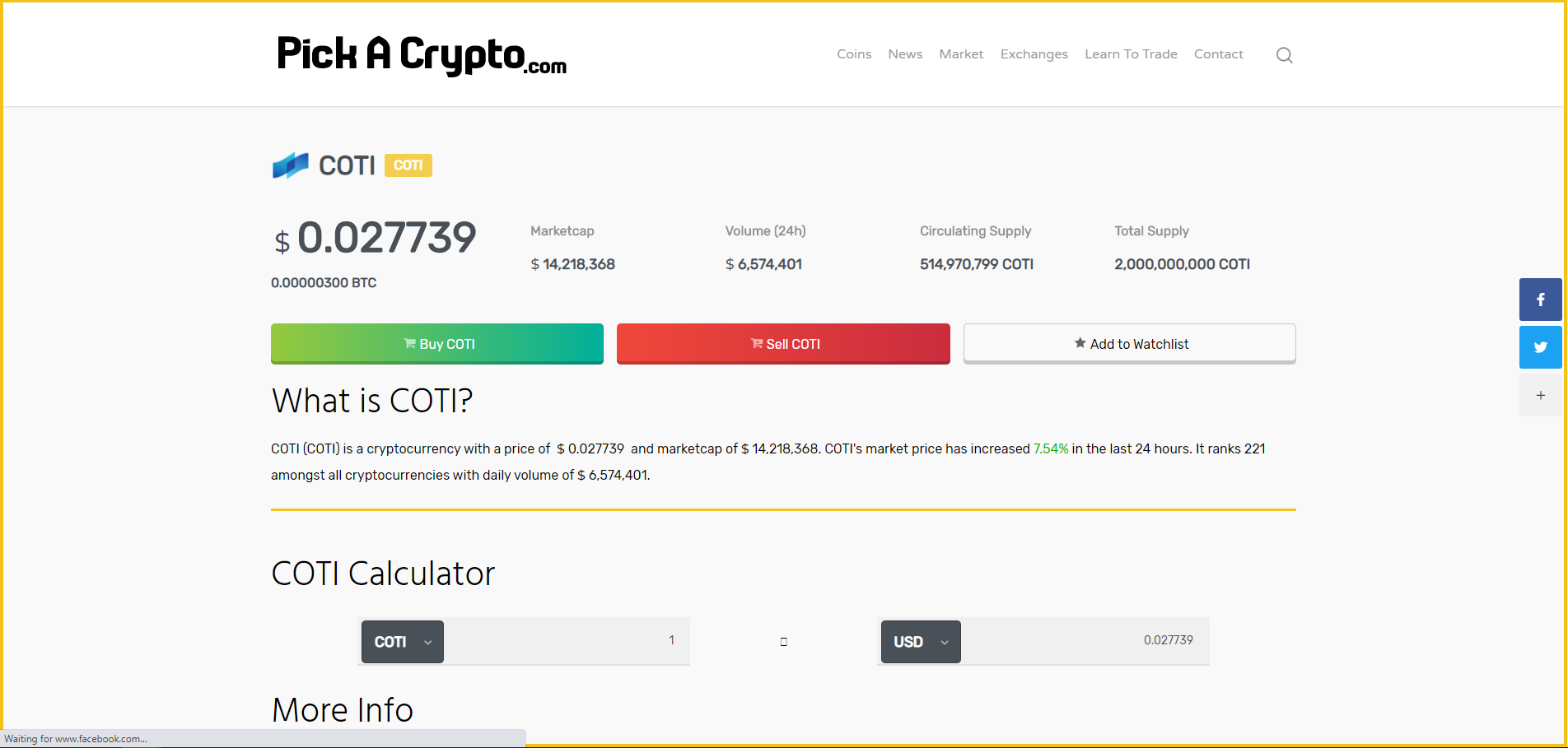 COTI Price Prediction Market