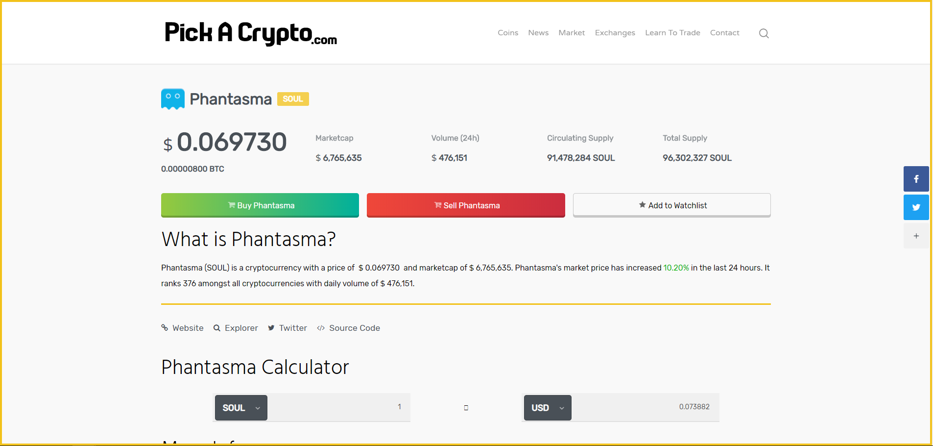 Phantasma SOUL Price Prediction Statistics