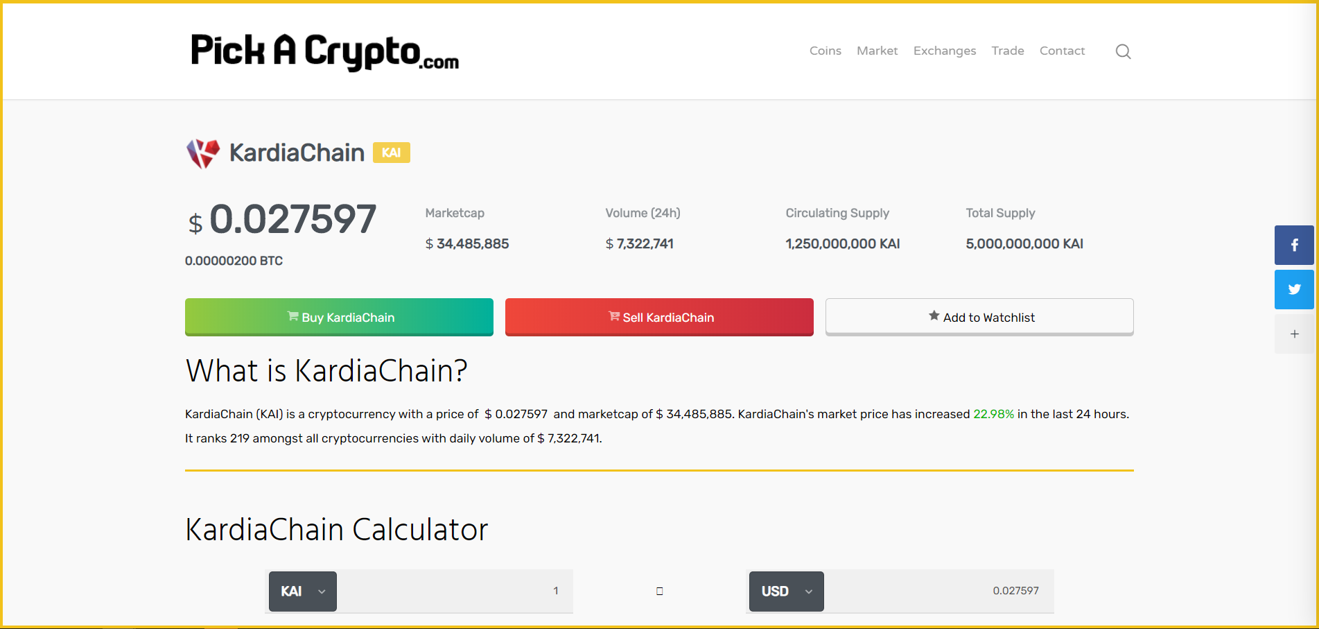 KardiaChain KAI Price Prediction Market