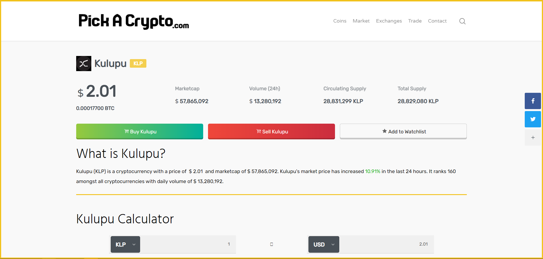 Kulupu KLP Price Prediction Market