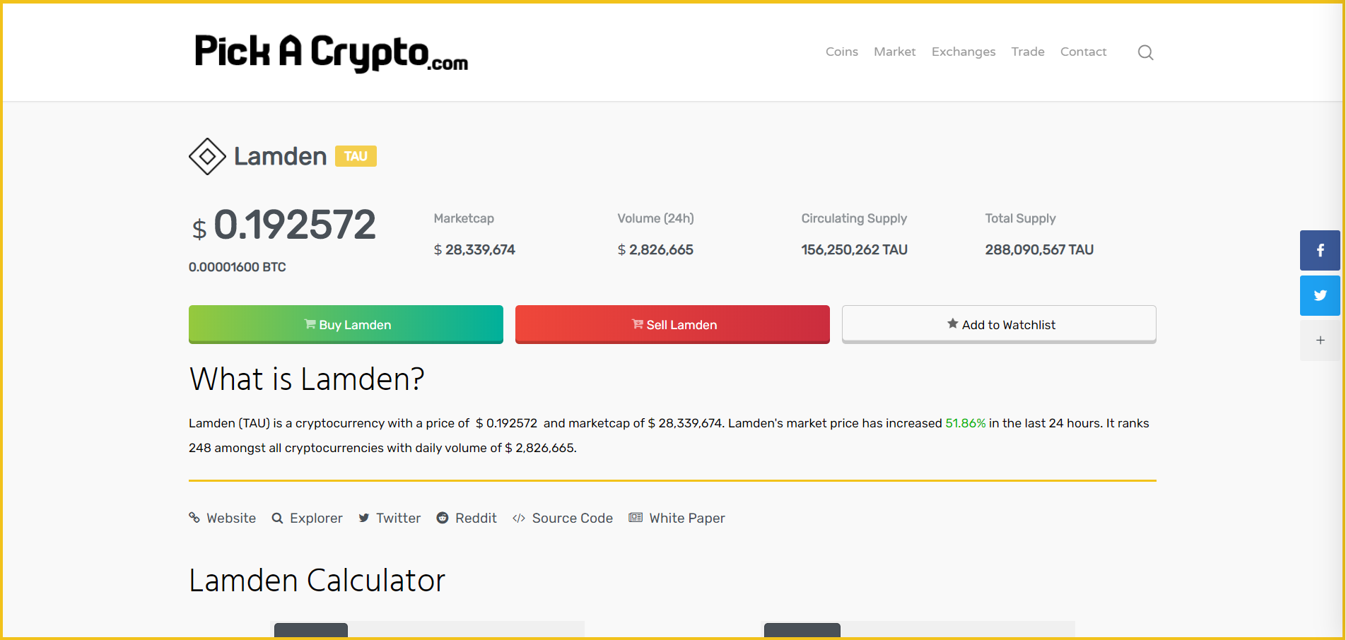 Lamden TAU Price Prediction Market