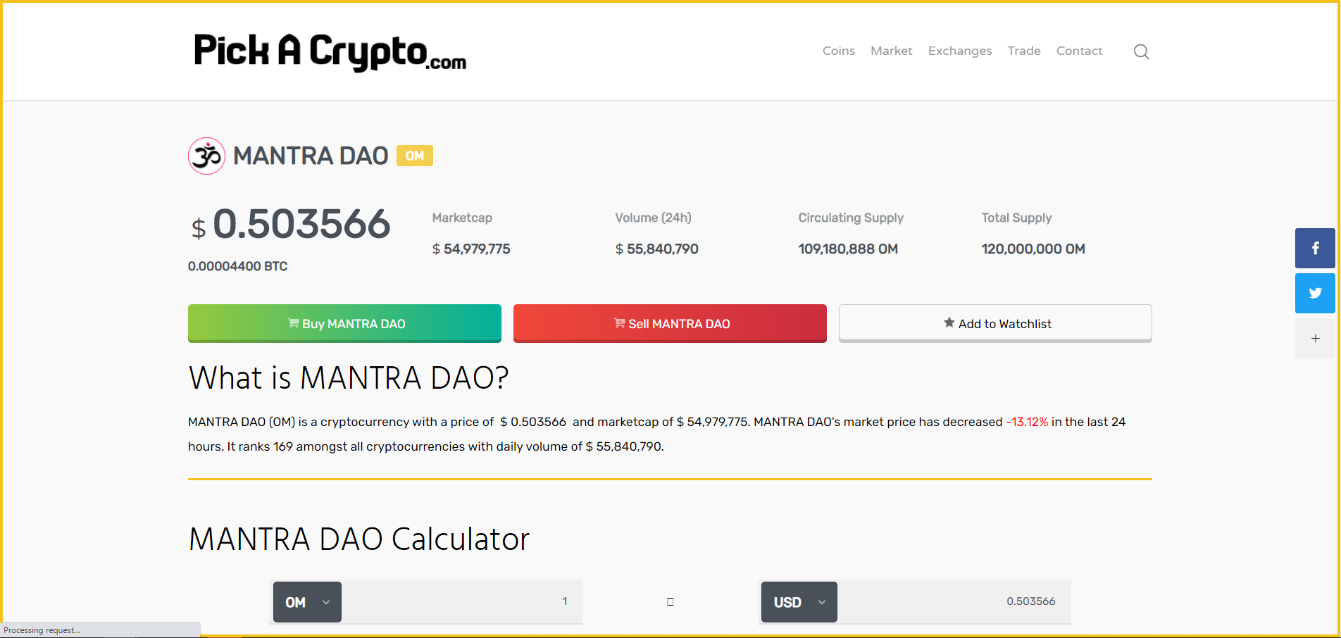 Mantra DAO OM Price Prediction Market