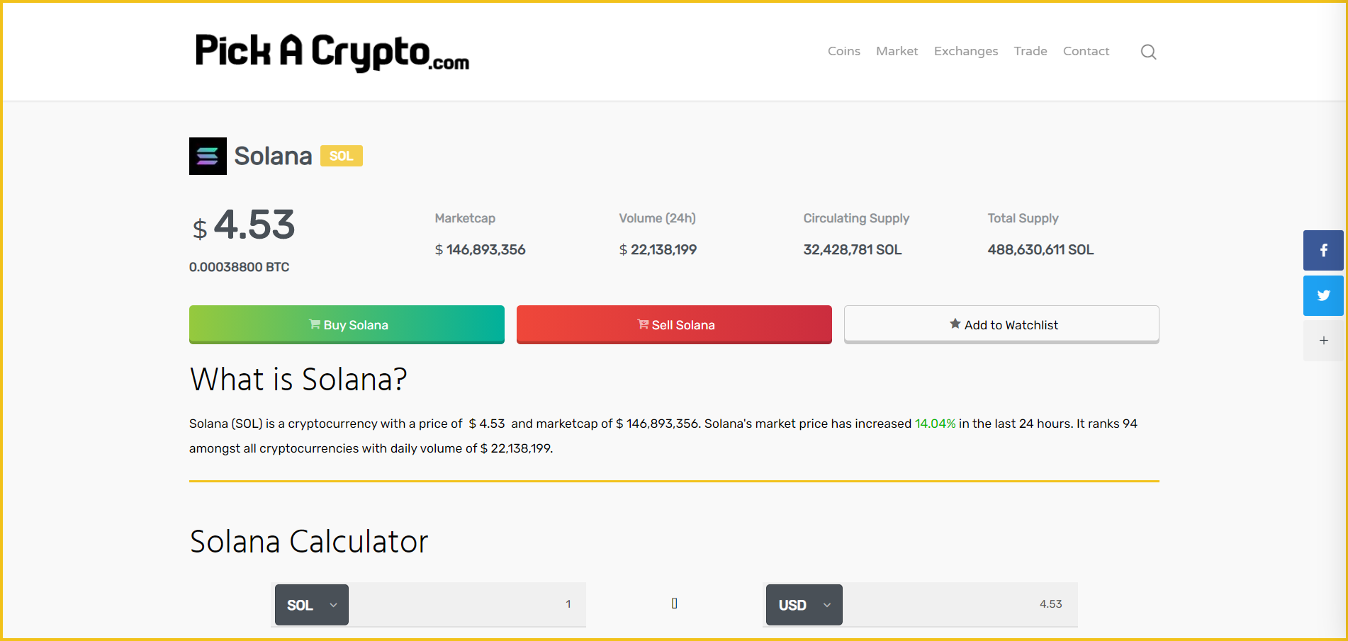 Solana SOL Price Prediction Market