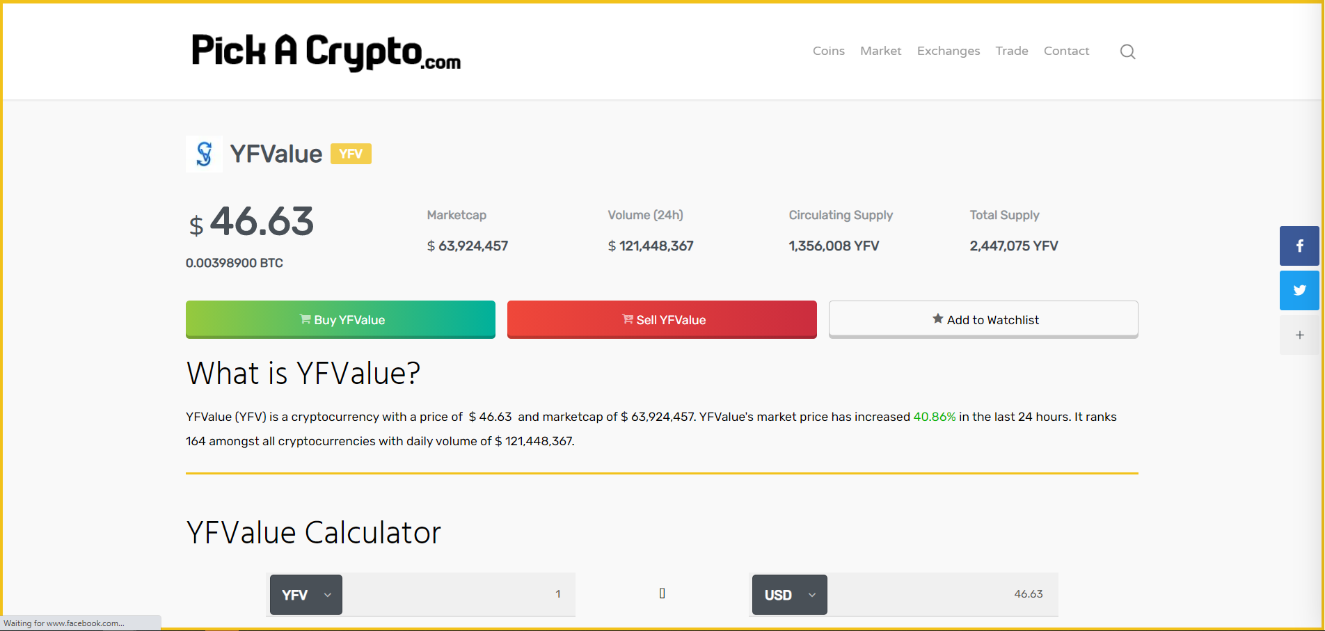 YFValue YFV Price Prediction Market