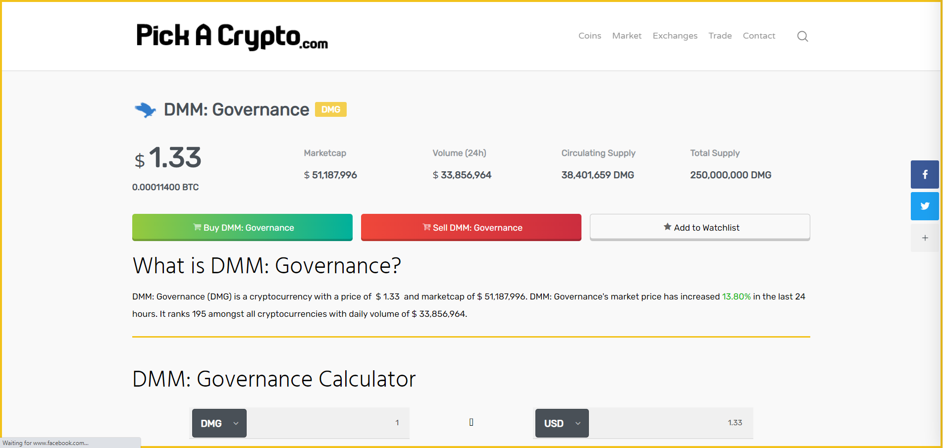 DMM Governance DMG Price Prediction Market