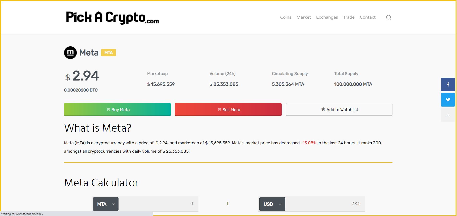 Meta MTA Price Prediction Market