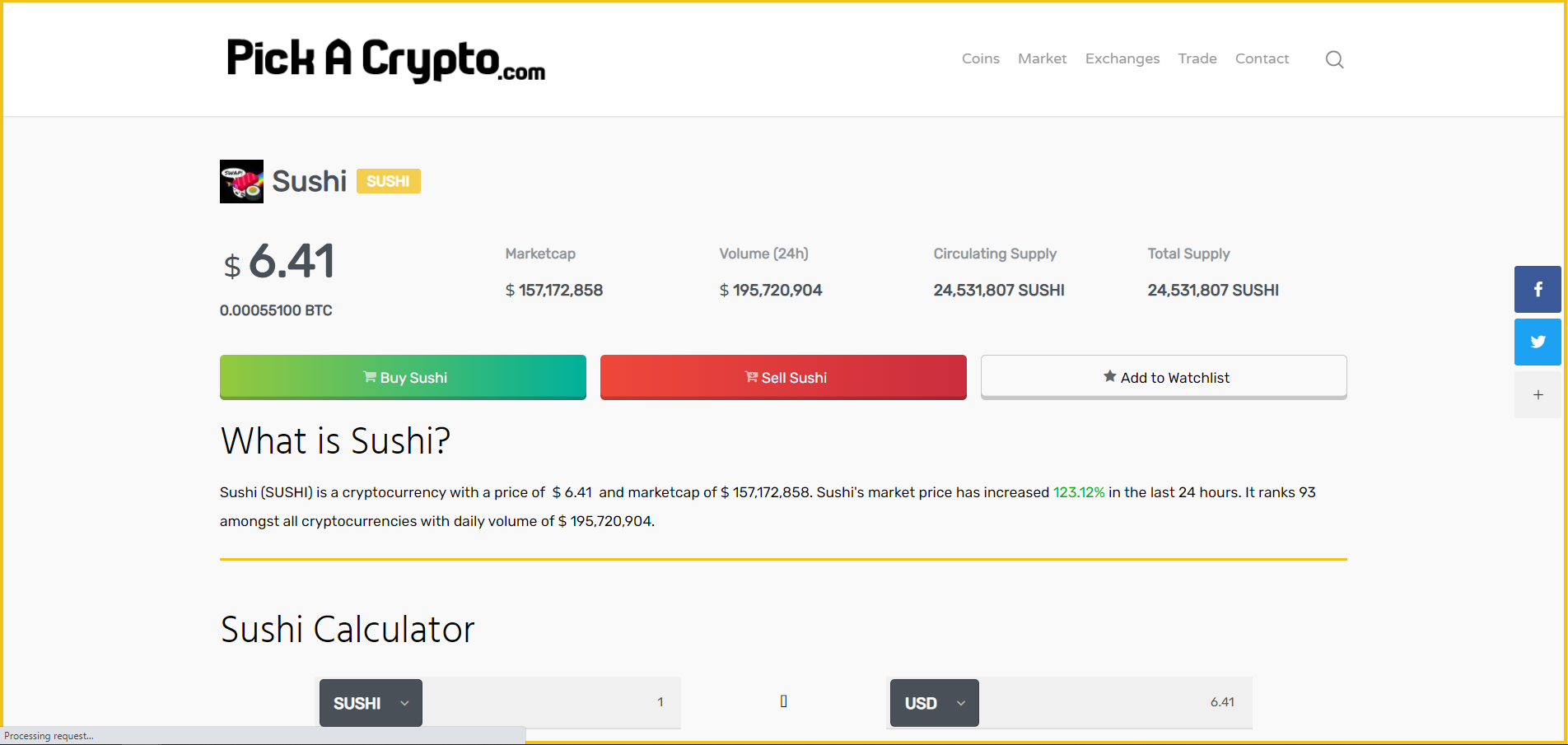 Sushi Price Prediction Market