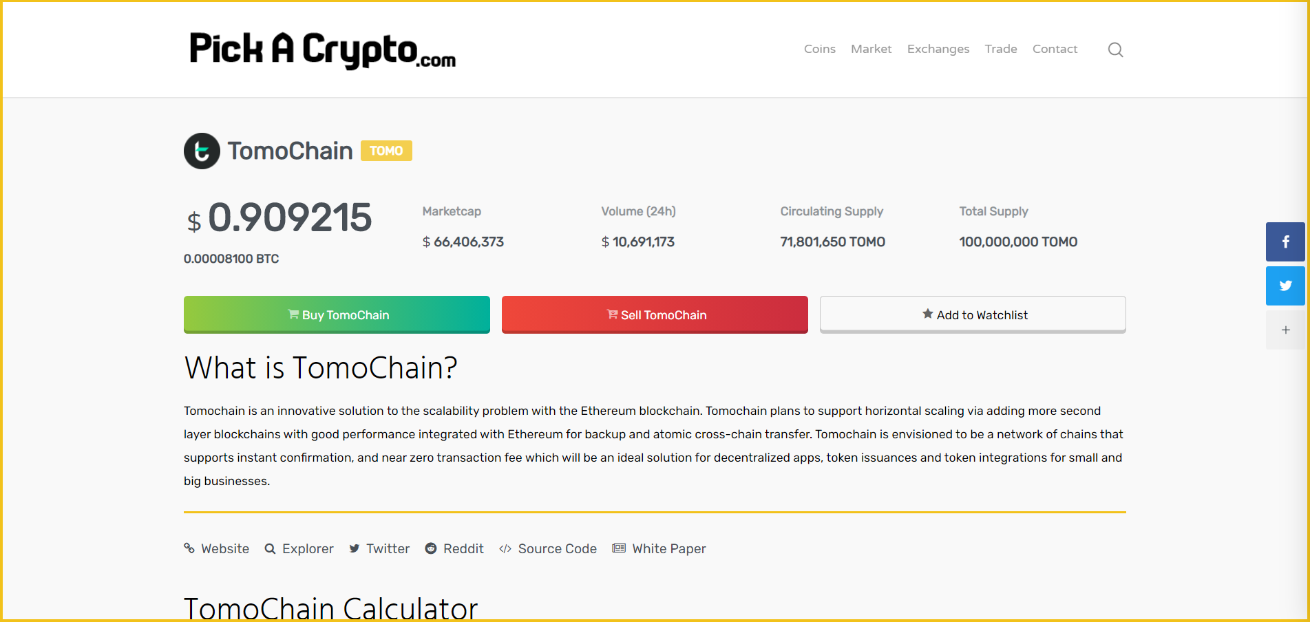 Tomochain TOMO Price Prediction Market