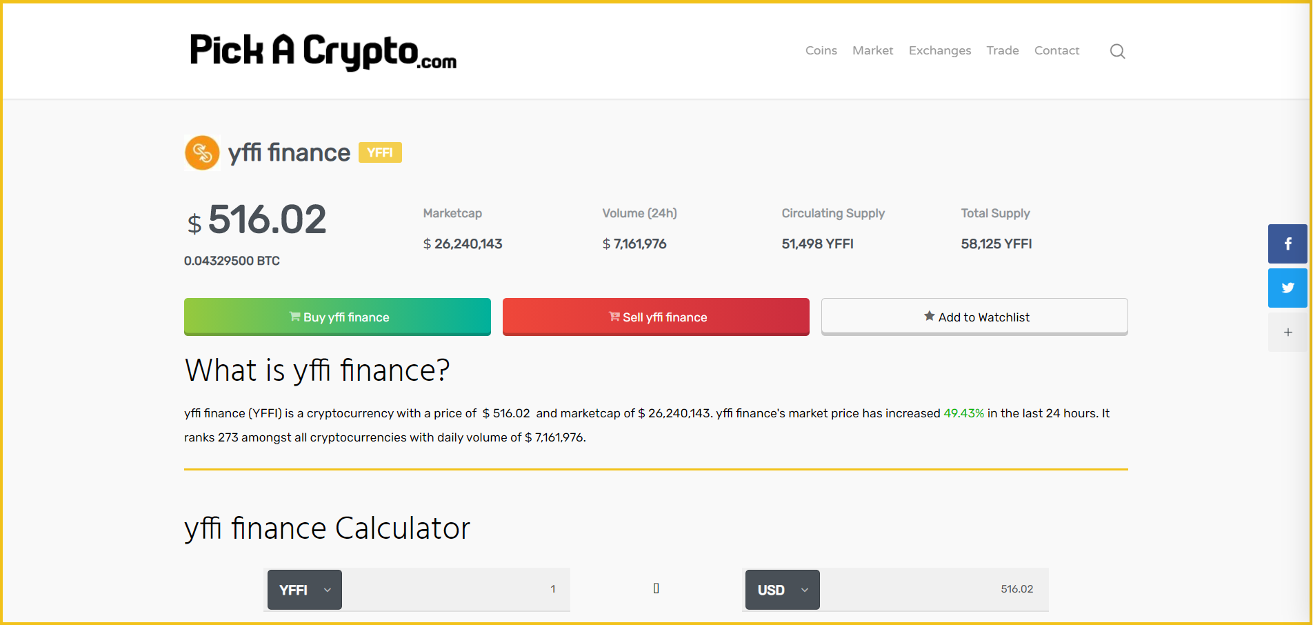 Yffi Finance YFFI Price Prediction Market