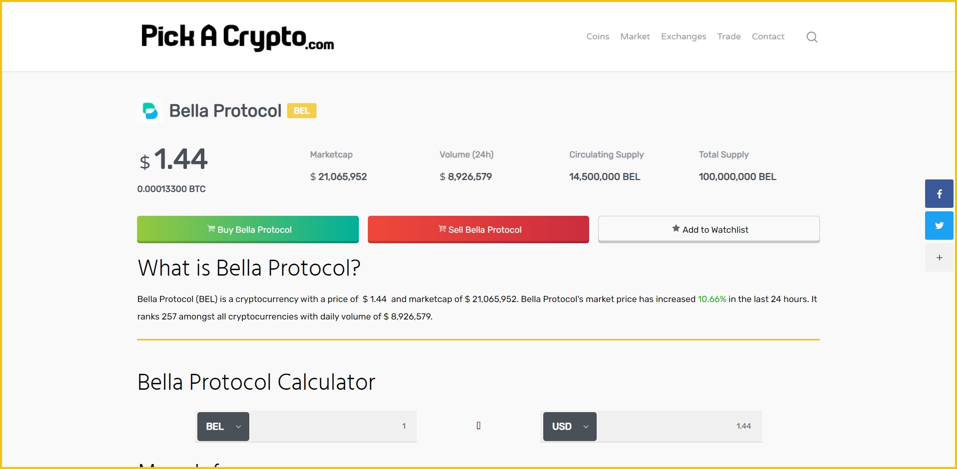 Bella Protocol BEL Price Prediction Market