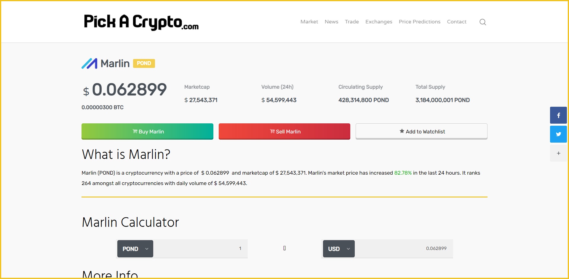 Marlin POND Price Prediction Market