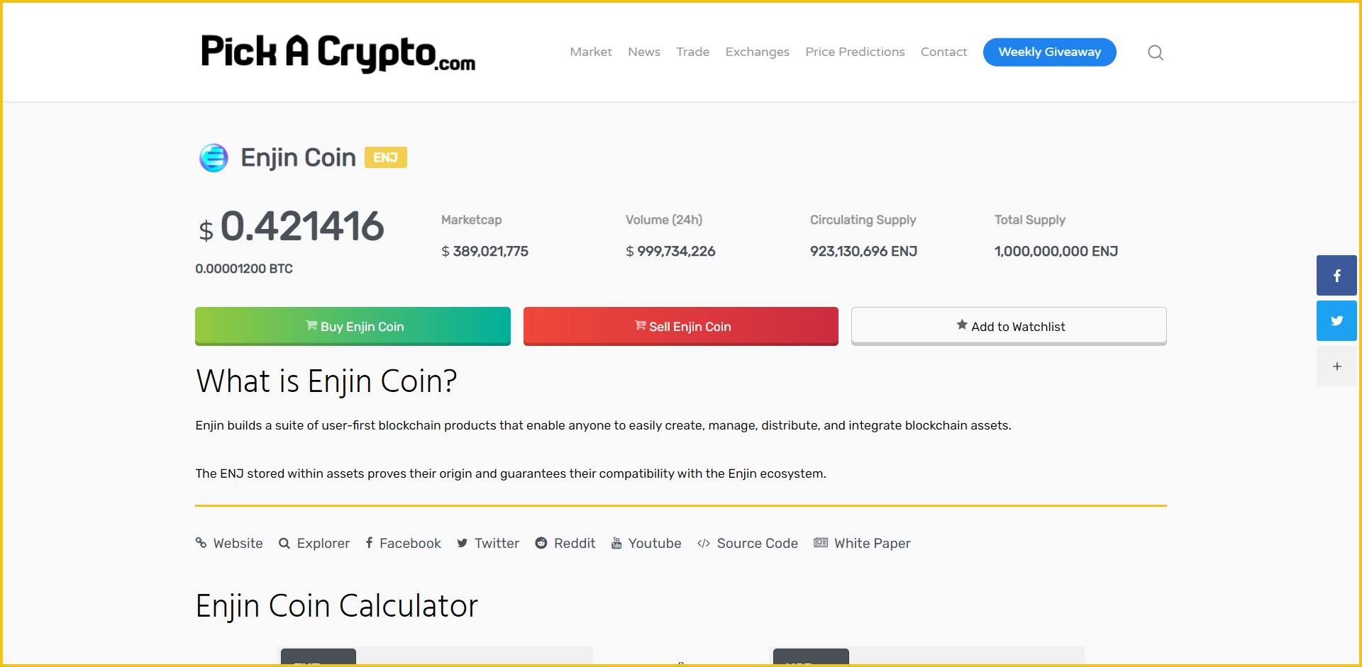 Enjin ENJ Price Prediction Market