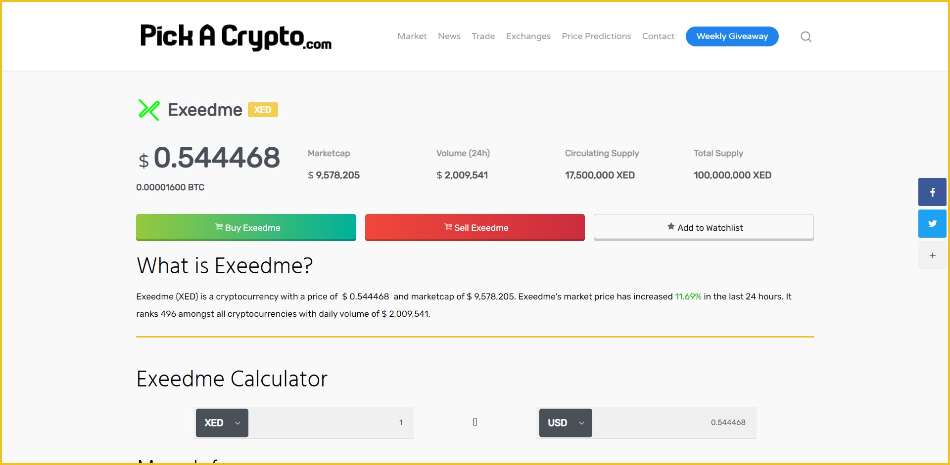 Exeedme XED Price Prediction Market