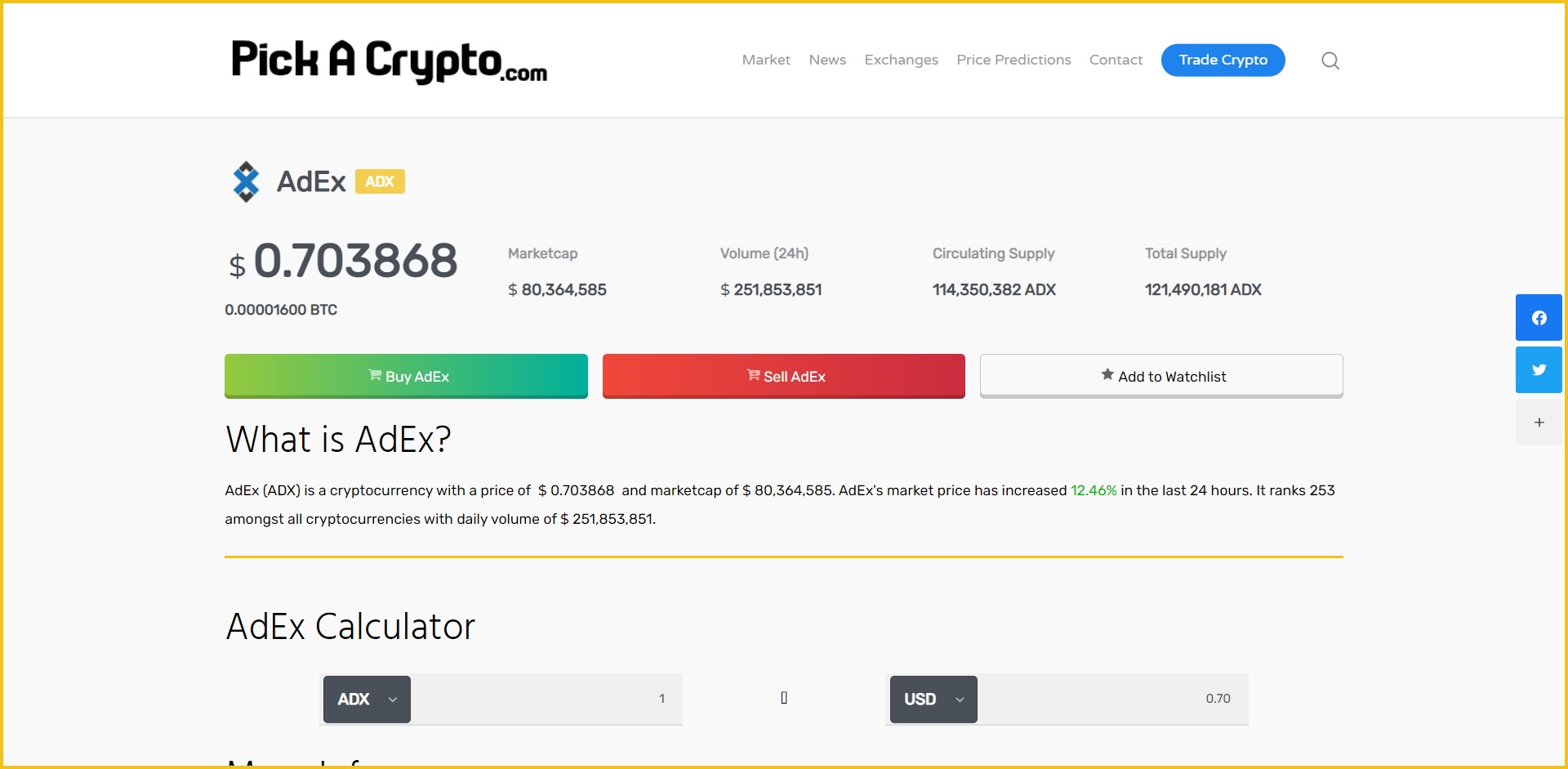 Adex Network ADX Price Prediction Statistics