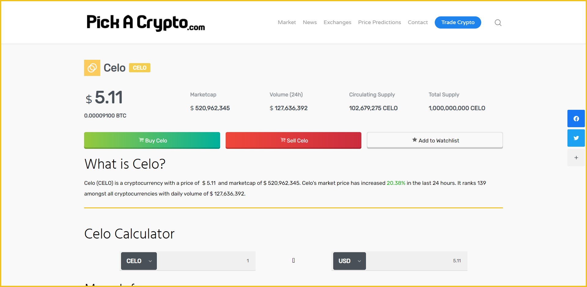 Celo Price Prediction Market