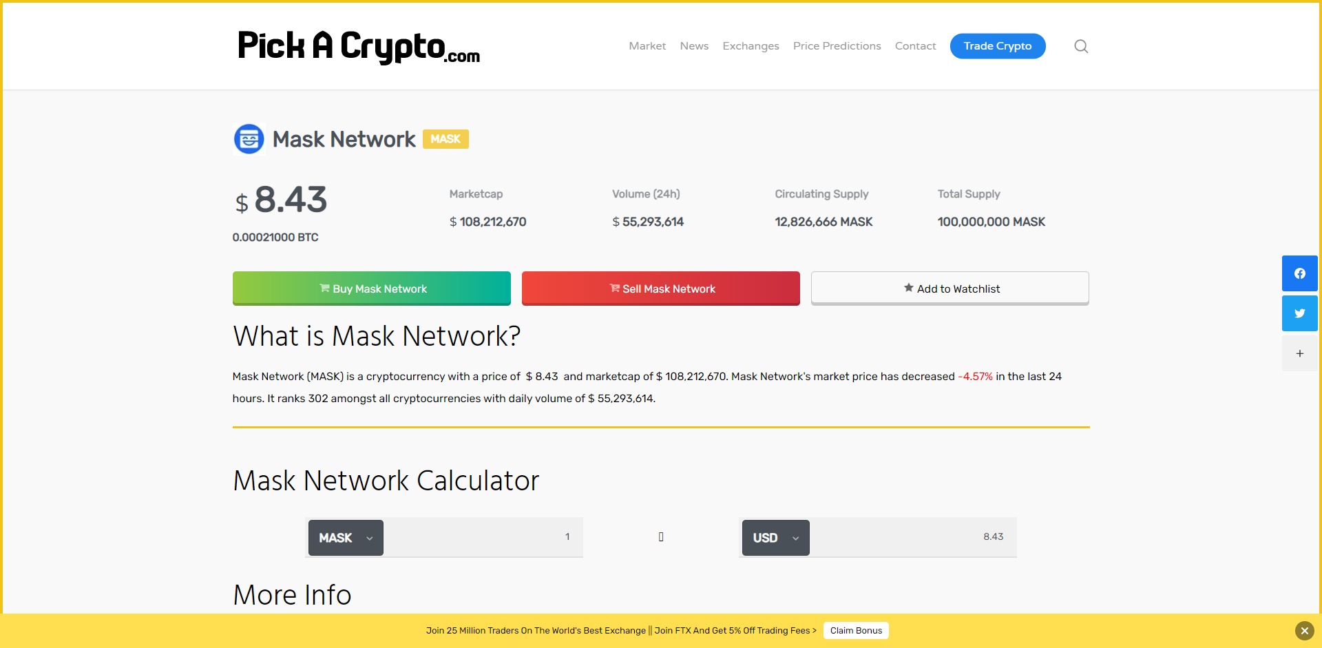 Mask Network MASK Price Prediction Market
