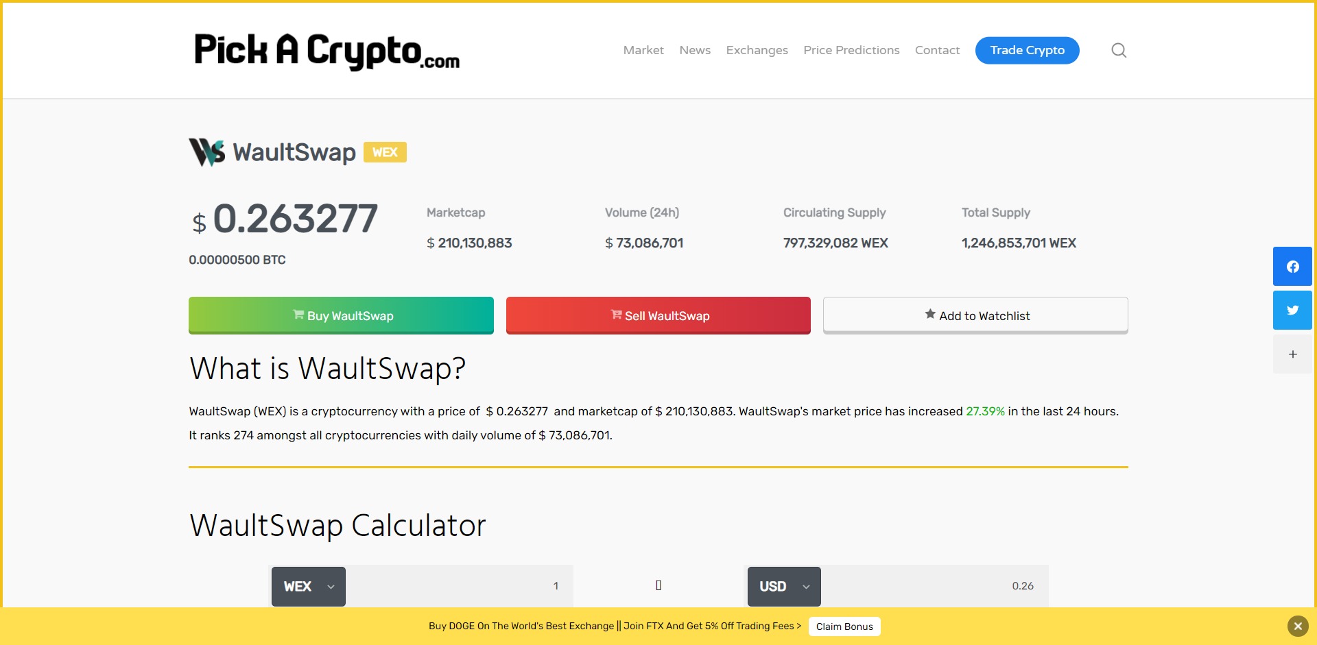WaultSwap WEX Price Prediction Market
