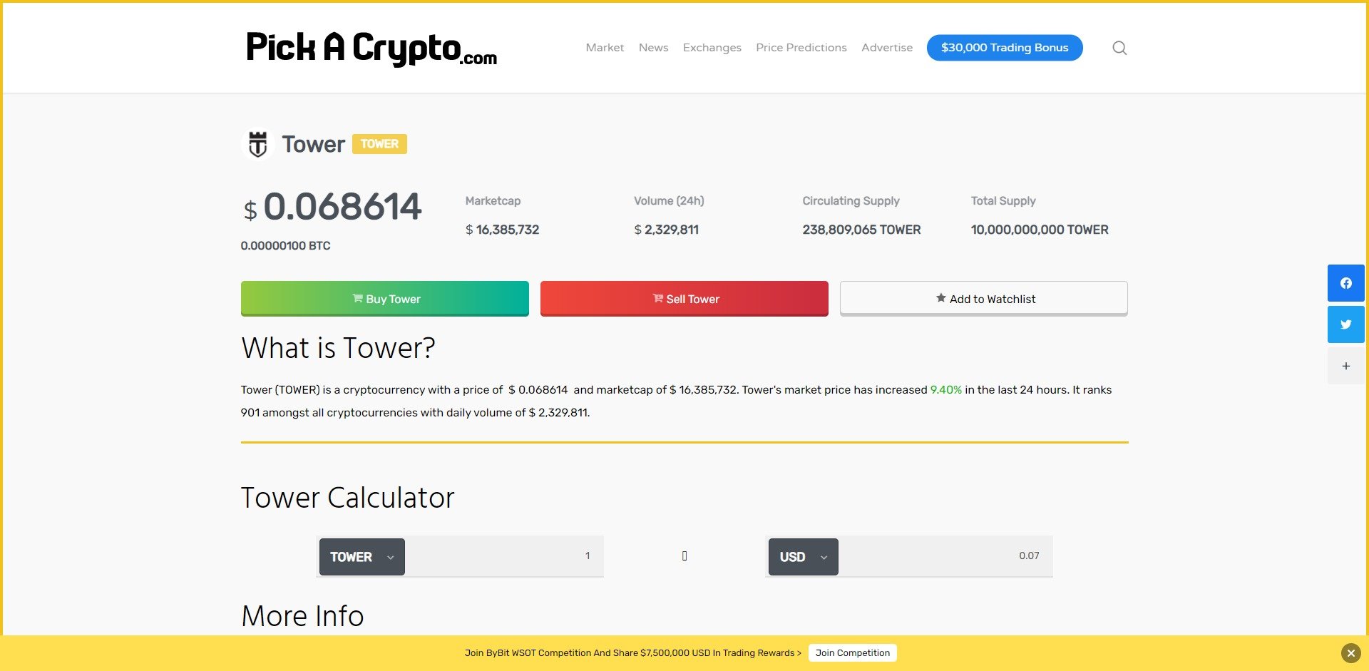 Tower Price Prediction Market