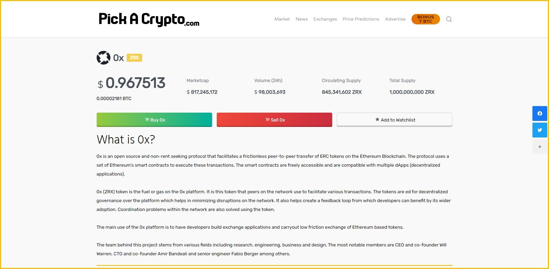 0x ZRX Price Prediction Market