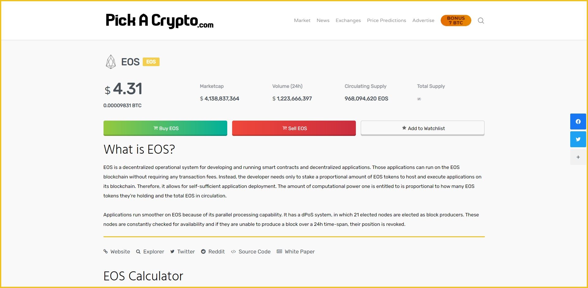 EOS Price Prediction Market