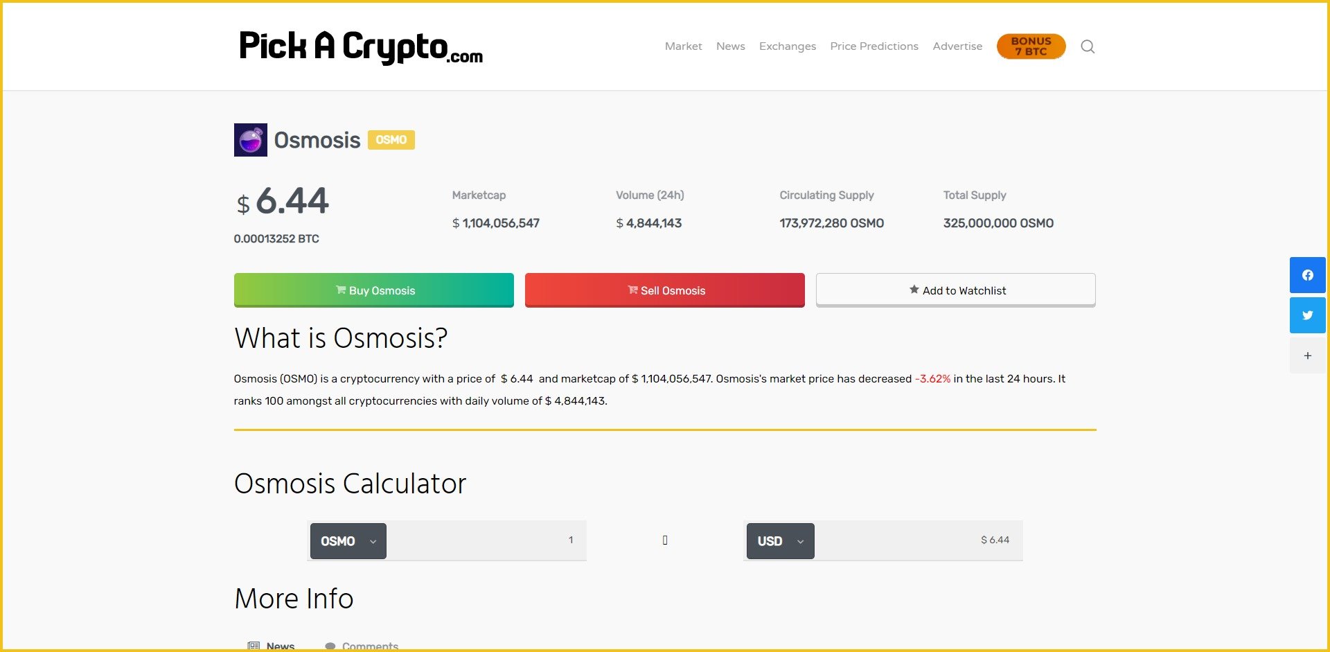 Osmosis OSMO Price Prediction Market