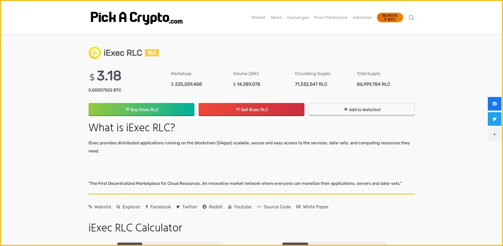 iExec RLC Price Prediction Market